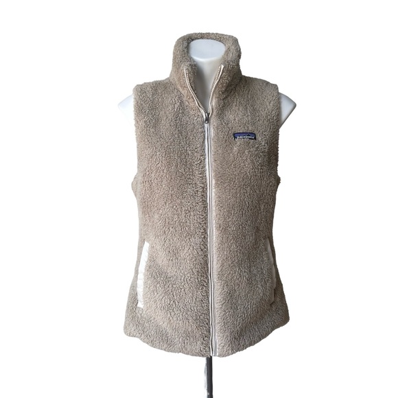 Patagonia Los Gatos Fuzzy Vest El Cap Khaki Sherpa Furry, Sz Lg - Picture 2 of 16
